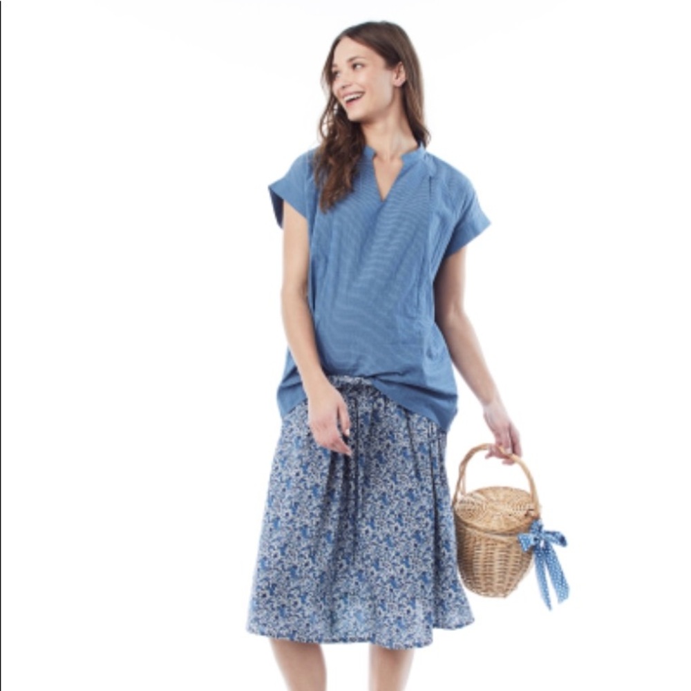 Loyal Hana Blue Tonal Stripe Nursing Top